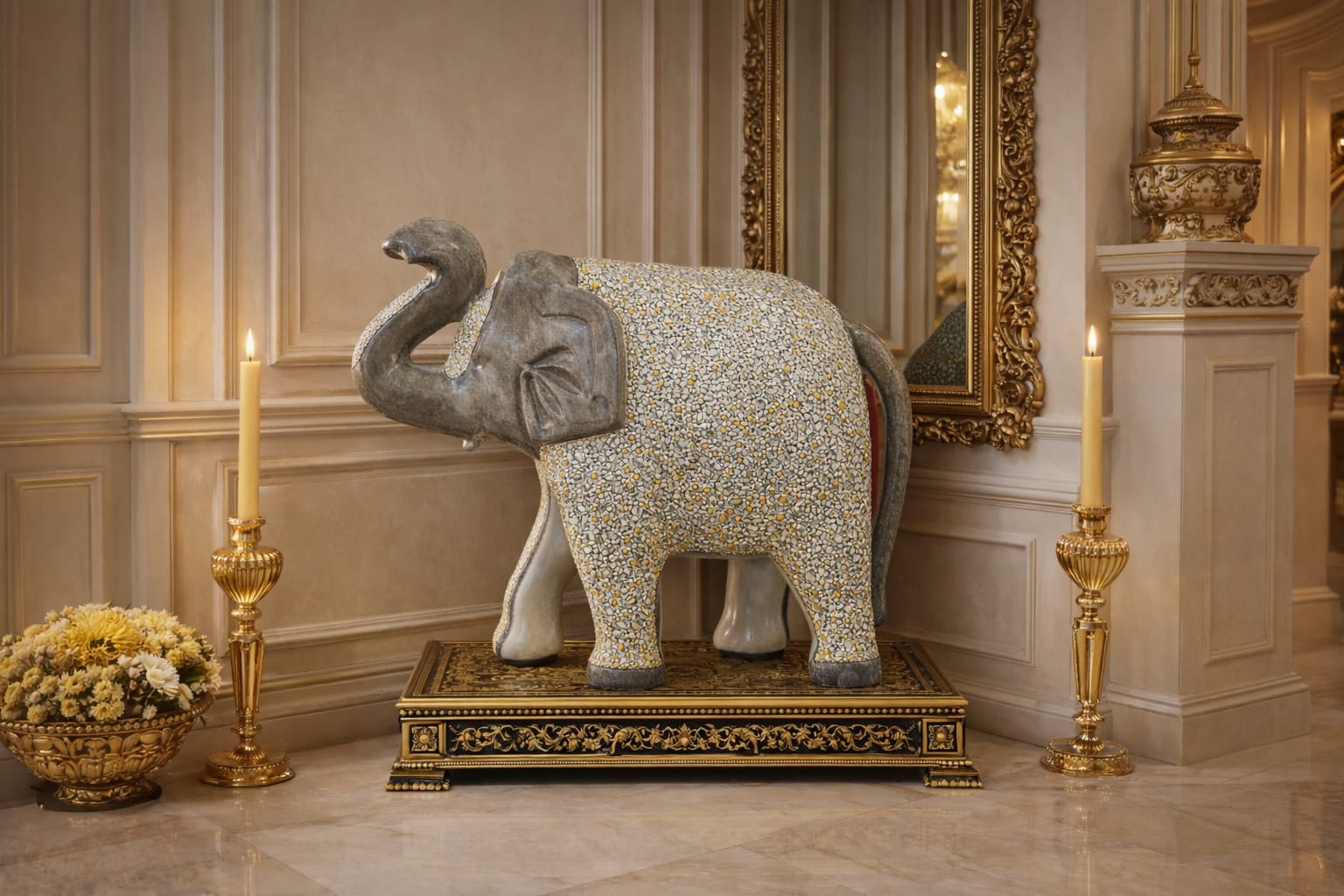 Handmade Elephant Statue, Hand painted elephant sculpture, Elephant statue. Paper Mache elephant sculpture ,hand painted elephant, 55.88 cm